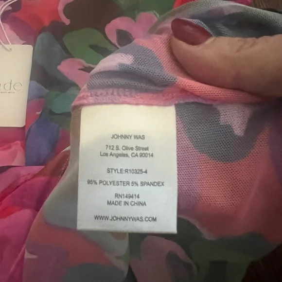 Johnny Was Multicolor Eleanor Mesh Short Sleeve Tee Size S - Picture 7 of 8